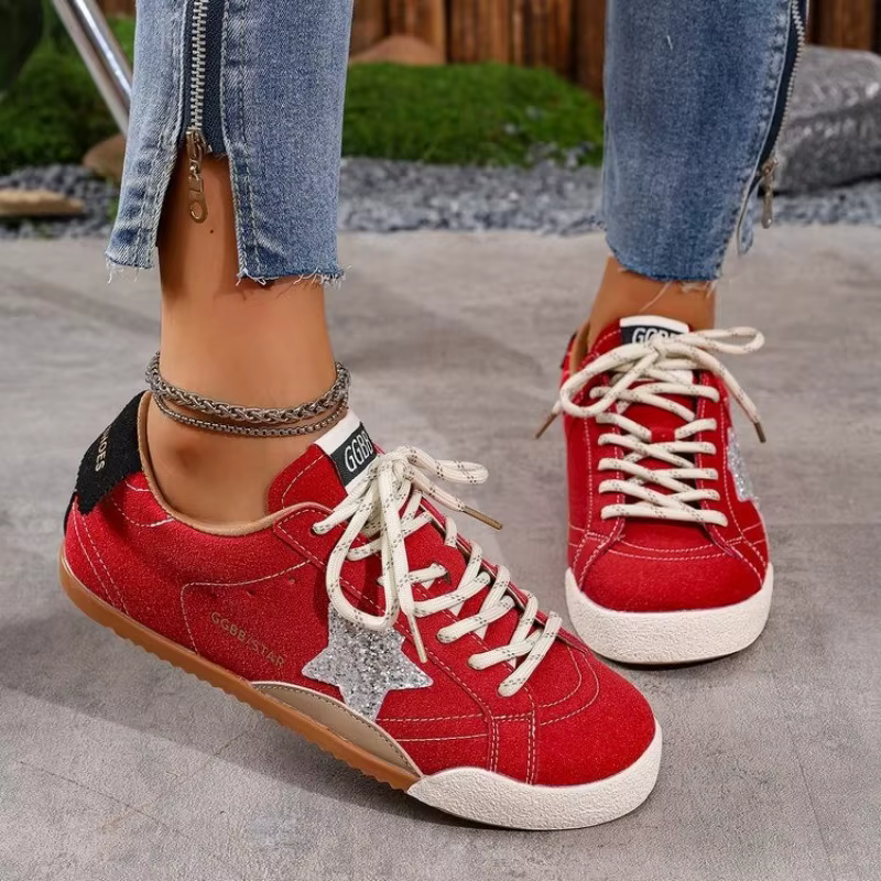 Rétro en cuir véritable Deqin chaussures femmes baskets 2025 nouveau Style polyvalent porté fond plat sport décontracté