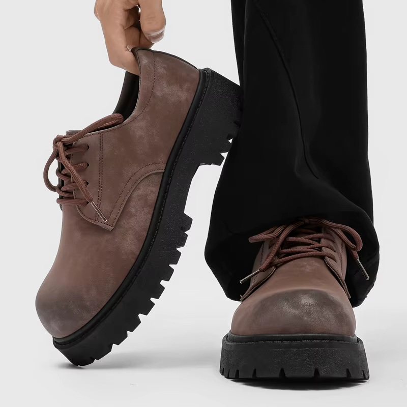 Chaussures Derby montantes à plateforme rétro de style anglais pour hommes