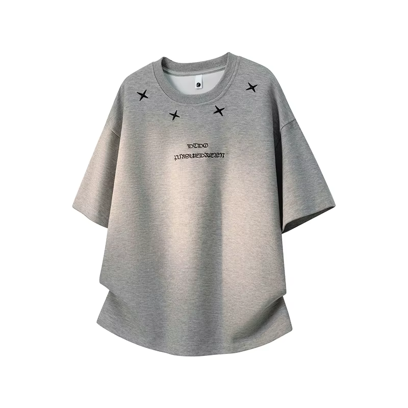 T-shirt pour homme style gothique punk avec broderie étoile, imprimé gothique, coupe ample, streetwear décontracté, haut pour homme, haut pour couple