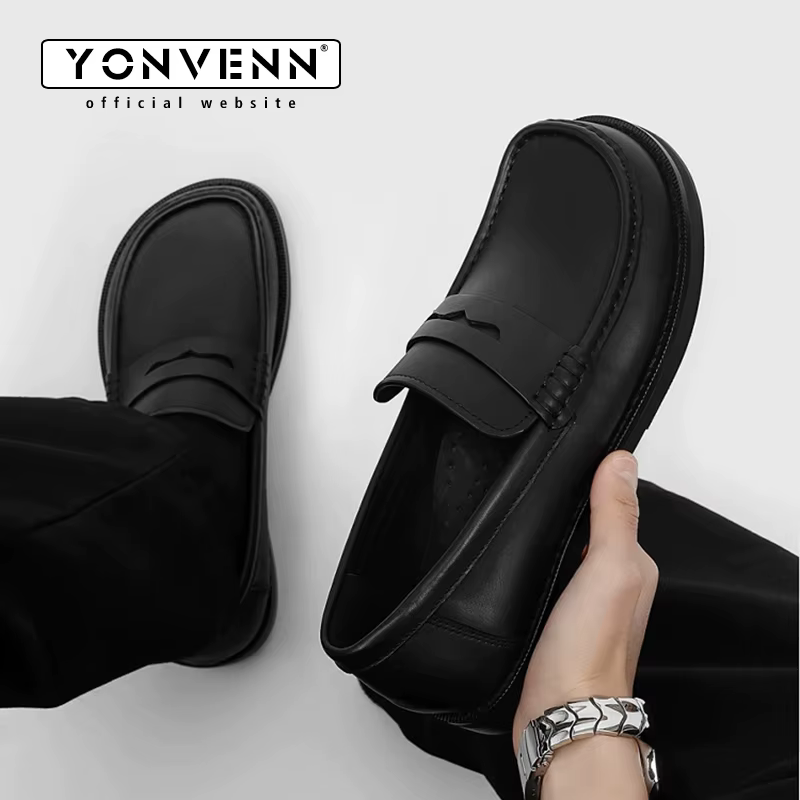 Printemps nouvelles chaussures de haricots pour hommes mocassins à semelles souples en daim de vache marron travail