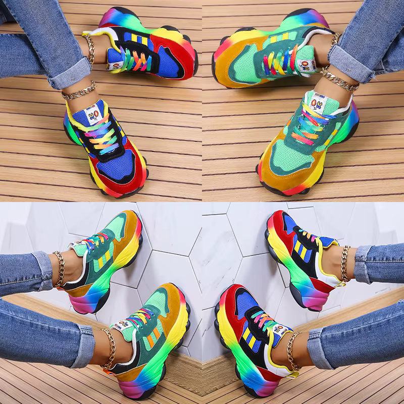 Mode femmes baskets chaussures de course Feminino coloré décontracté confort à lacets