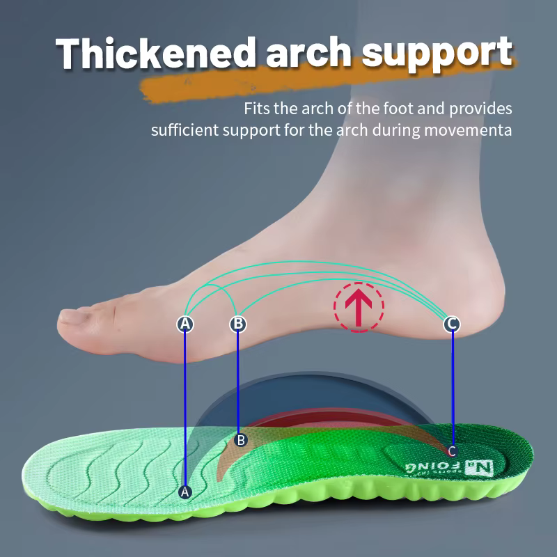 Semelles intérieures orthopédiques souples en PU pour chaussures de course respirantes à Absorption des chocs pour