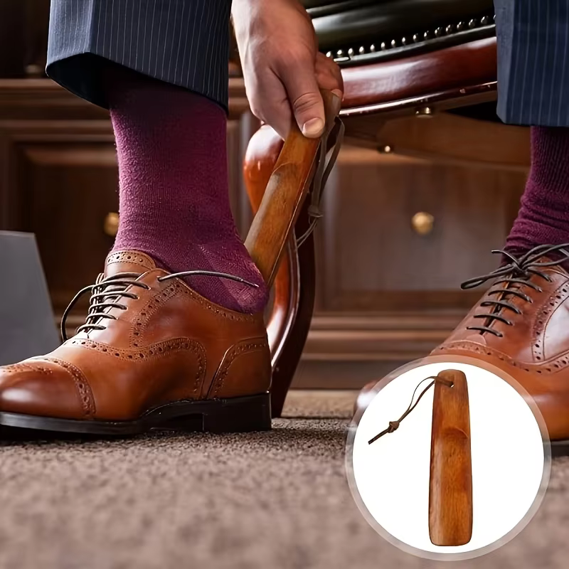 1 pièce de chausse-pied portable en bois massif