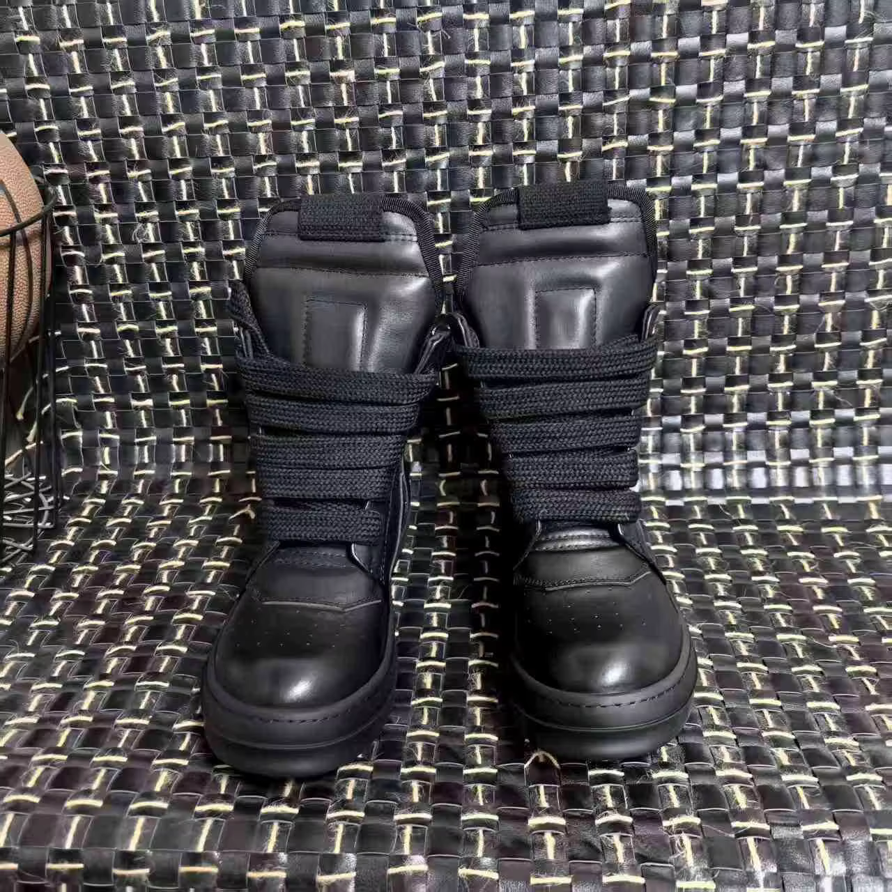 R-o Designer hommes chaussure entièrement en cuir noir bottine Sneaker haut chaussures décontractées lacets Jumbo fermeture éclair femmes bottes baskets plates