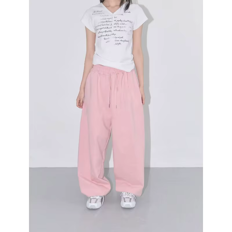 Pantalon de survêtement de Style américain pour femmes, nouveau Style, ample, droit, polyvalent, décontracté, jambes larges, Long, printemps automne 2025