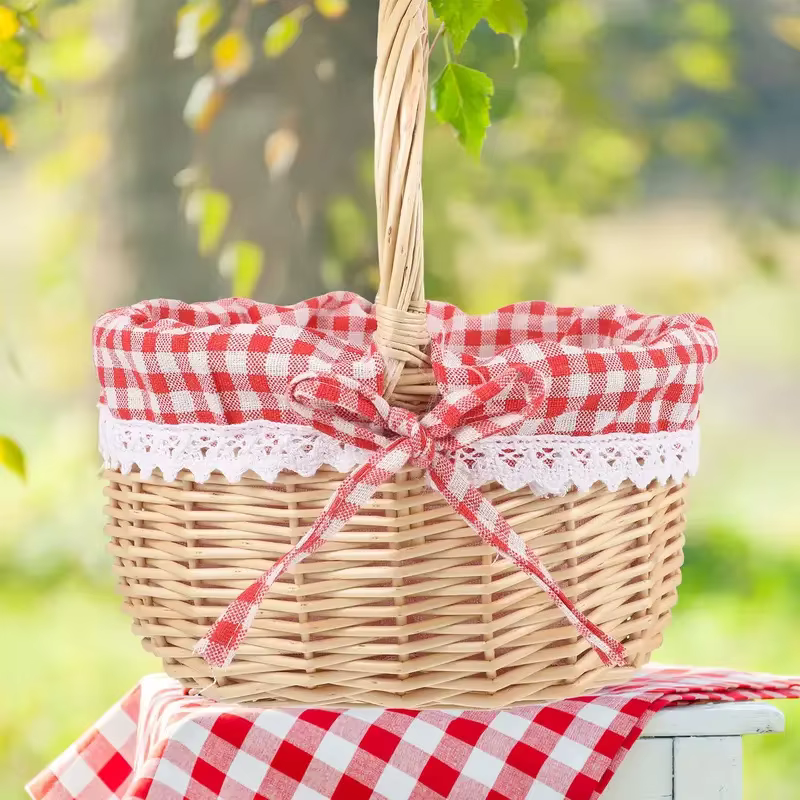 Zerodeko petit chaperon rouge panier tissé à la main sac de pique-nique panier cadeau panier de rangement en osier panier intérieur en lin rangement
