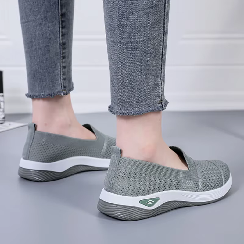 2025 respirant talon compensé mocassins femmes printemps été sans lacet tricoté chaussures de sport femme anti-dérapant