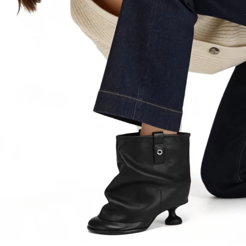 Nouvelles Bottes Courtes à Bout Rond et Large pour le Printemps et l'Été