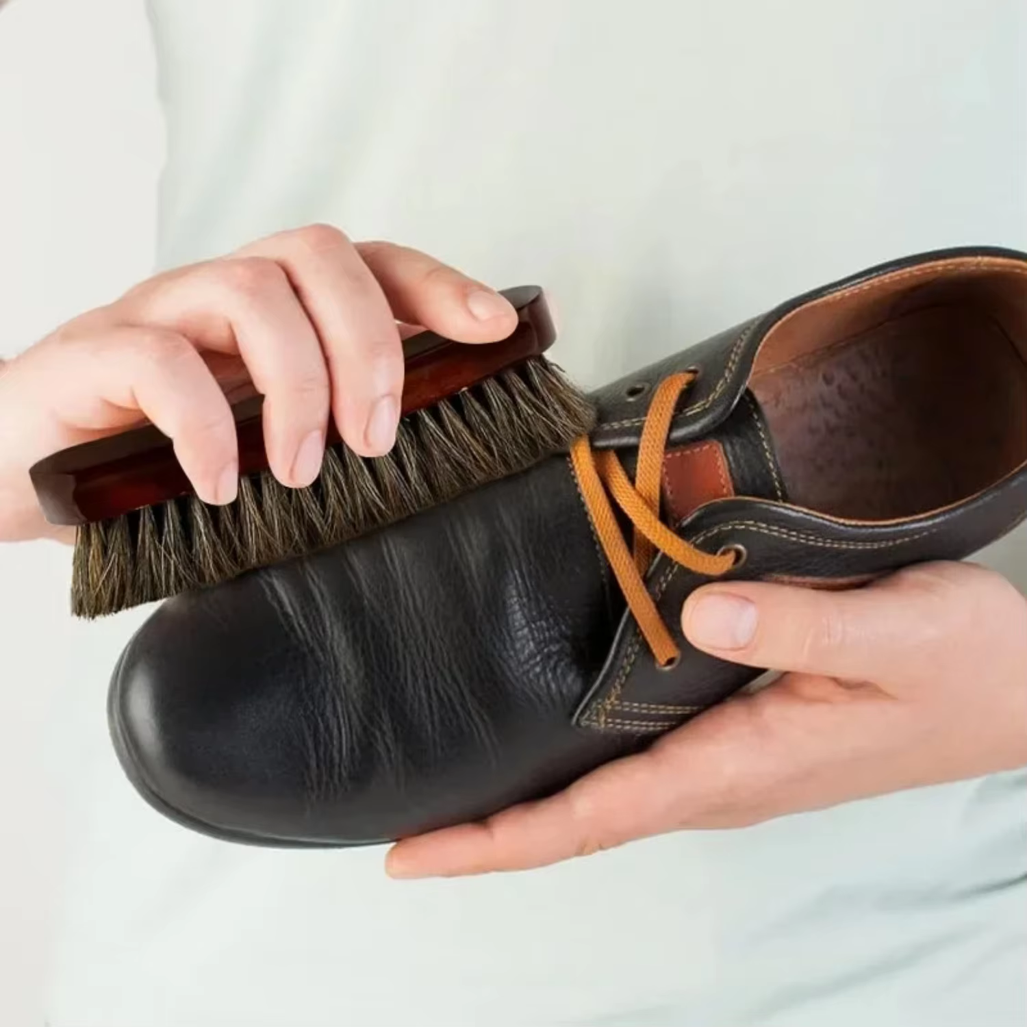 Brosse à crinière de cheval en bois de Lotus, brosse à cheveux doux, brosse à chaussures, vernis à chaussures, lavage à l'huile, brosse de nettoyage des chaussures en daim