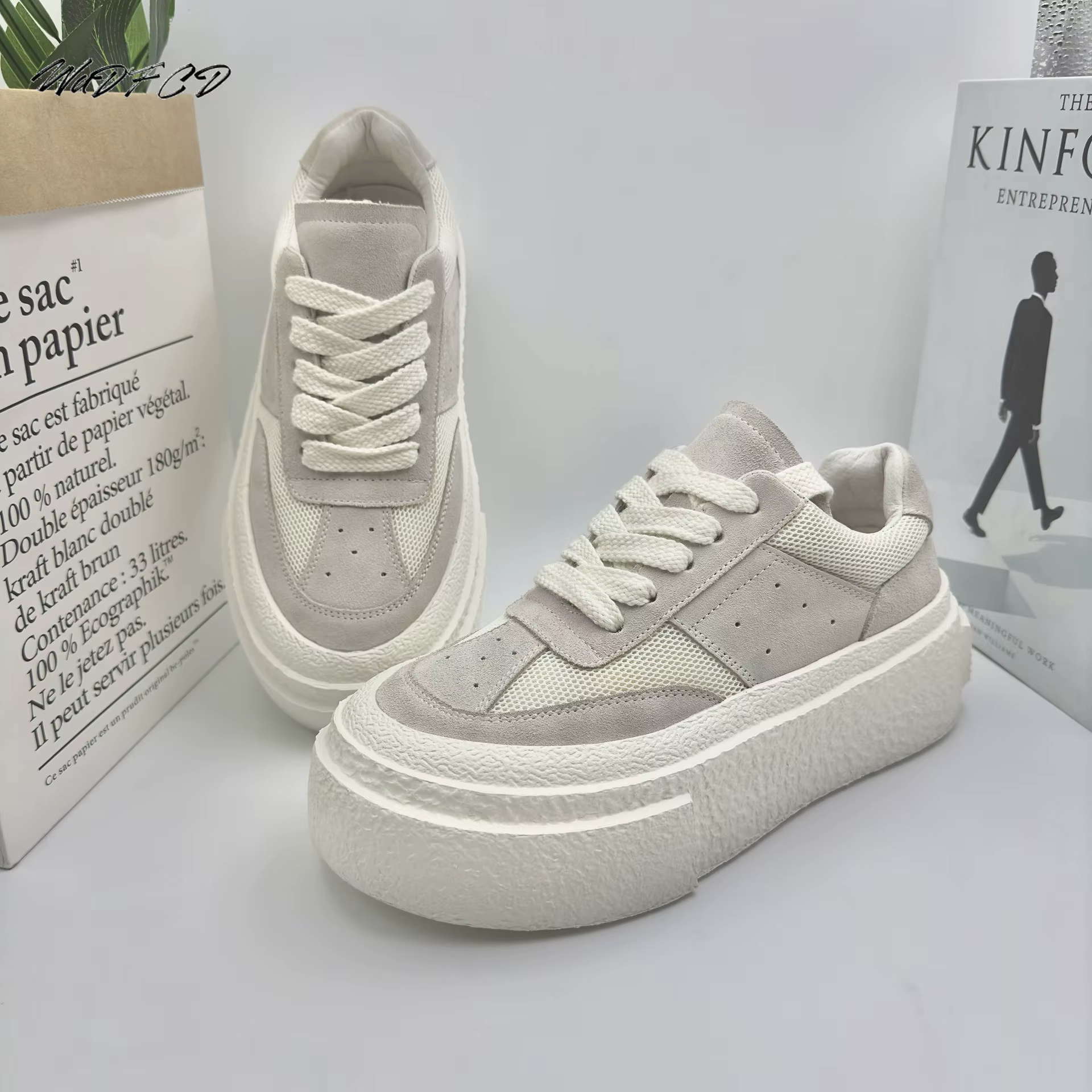 Encounaker-Chaussures de dehors à Plateforme Plate en Cuir NuSO k pour Homme