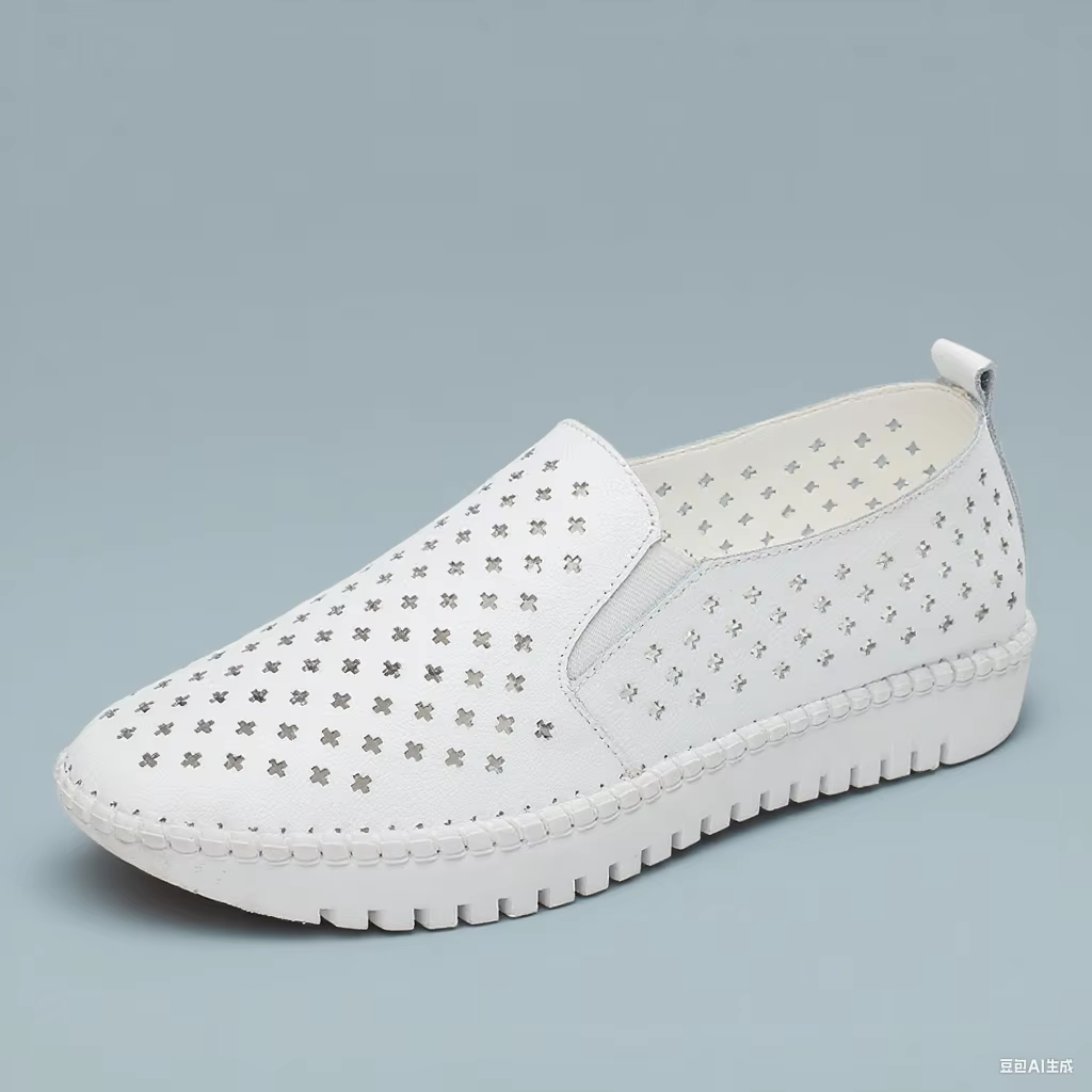 Baskets plates en cuir véritable pour femmes