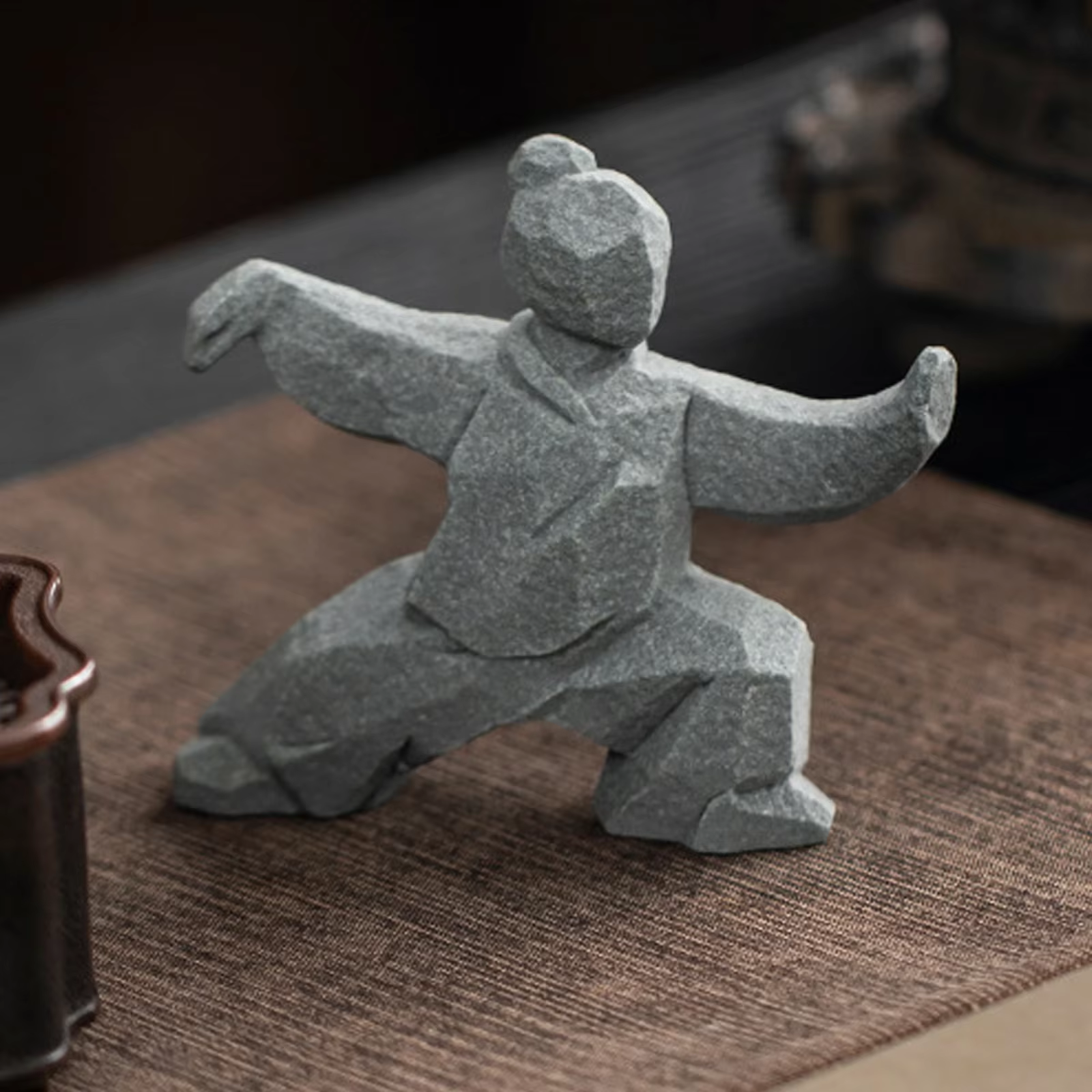 Statue en pierre de Style chinois créatif, Figurine de maître TaiChi, ornement de bonsaï de jardin Antique Vintage, décoration artisanale de table, cadeau