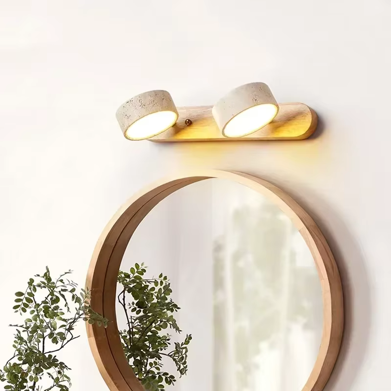 Japonais Wabi Sabi créatif nouveau rond mur LED lumière décoration de la maison salle de bain lavable coiffeuse miroir avant lampes