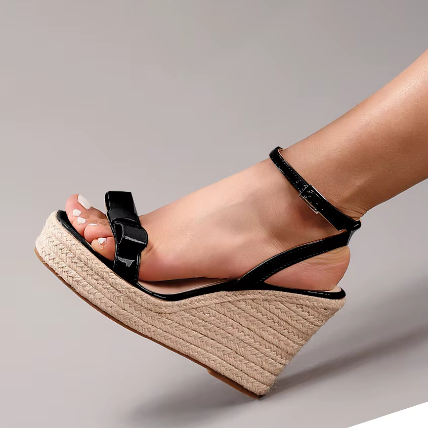 LIHUAMAO sandales à talons compensés Espadrilles chaussures pour femmes