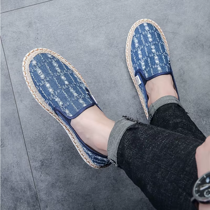 2026 mocassin masculin respirant chaussures en toile décontractées semelle intérieure en chanvre