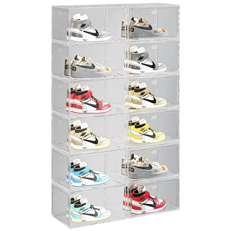 Boîte à chaussures transparente épaissie avec fermeture magnétique