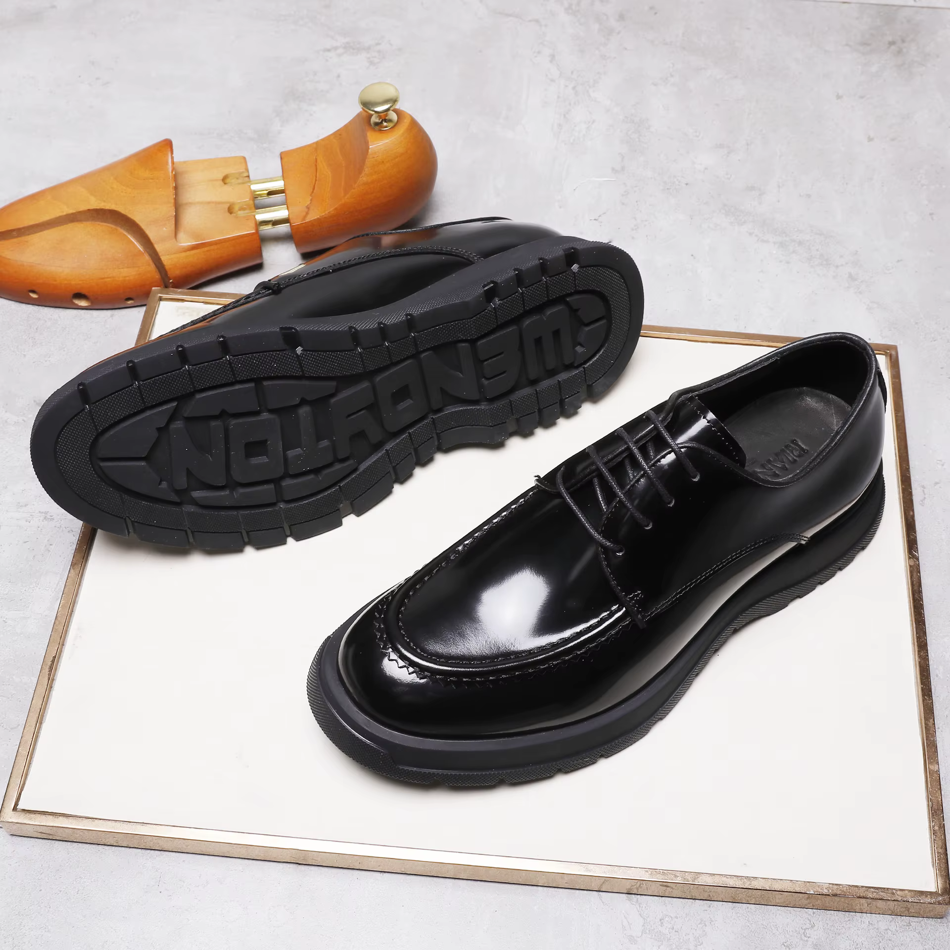 Fait à la main de bonne qualité! Chaussures derby confortables en cuir à semelle épaisse