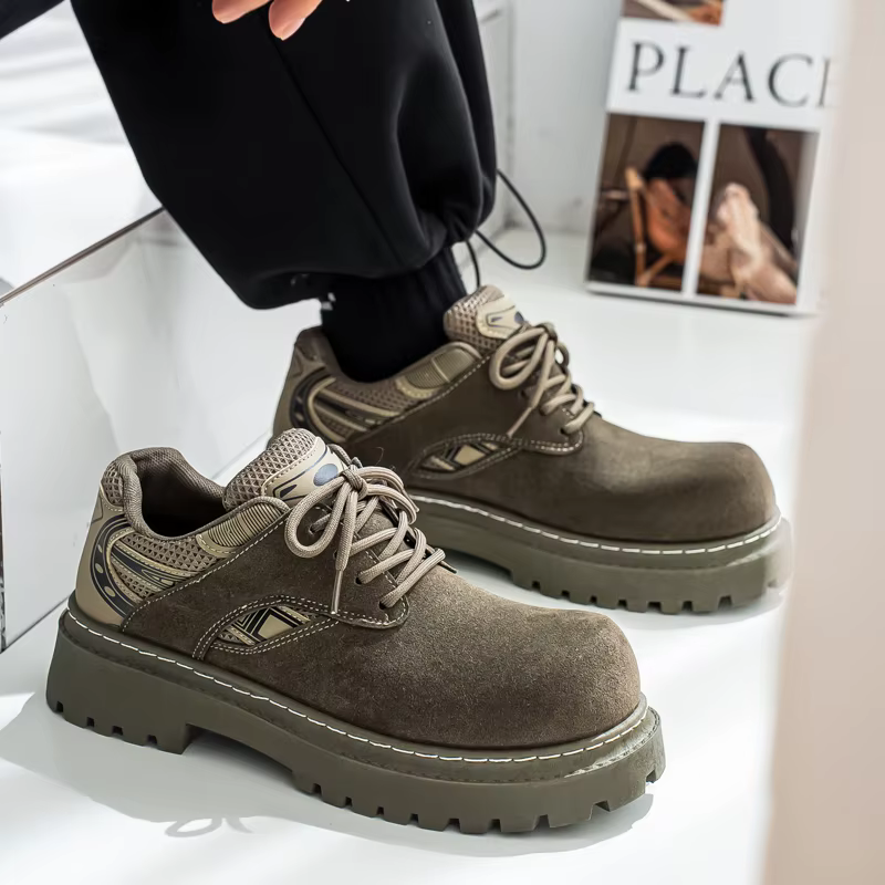 Automne hommes plate-forme chaussures en daim cuir