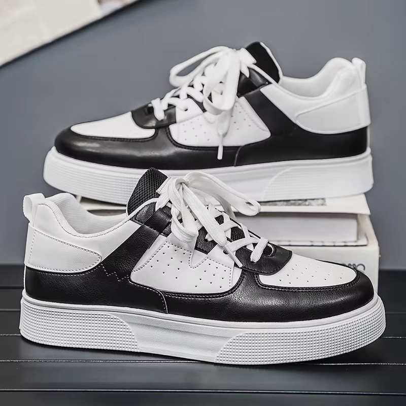 LOEIKAN Baskets décontractées blanches pour hommes | Chaussures de skate légères à tige basse