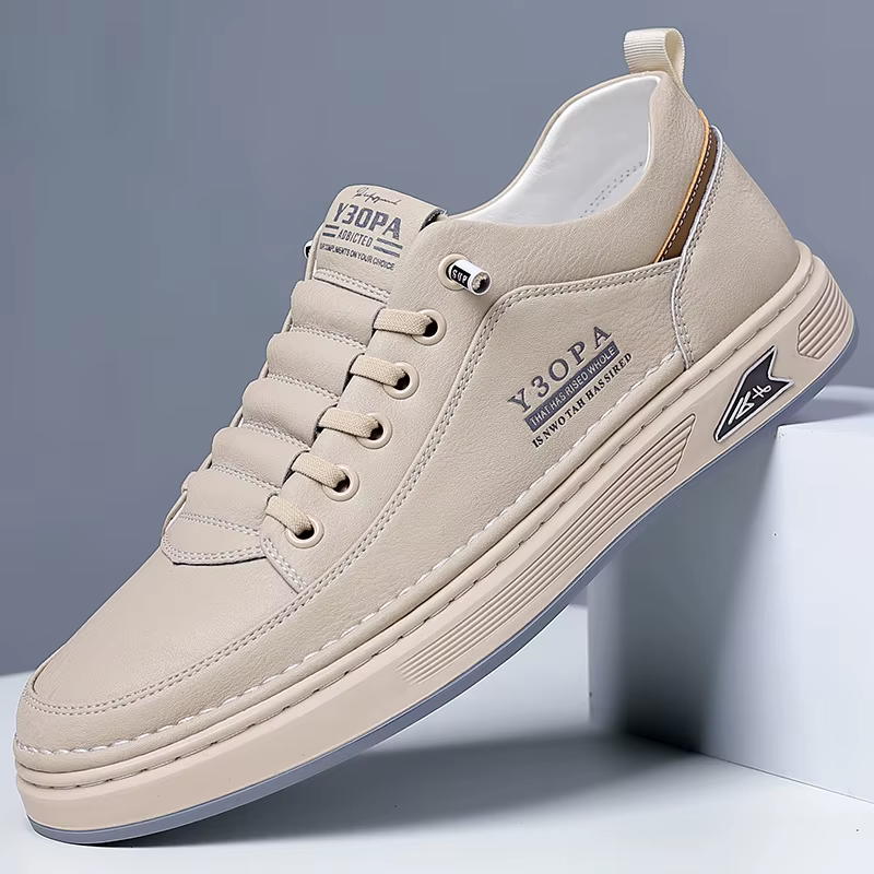 Marque hommes en cuir résistant à l'usure bas chaussures décontractées tendance baskets
