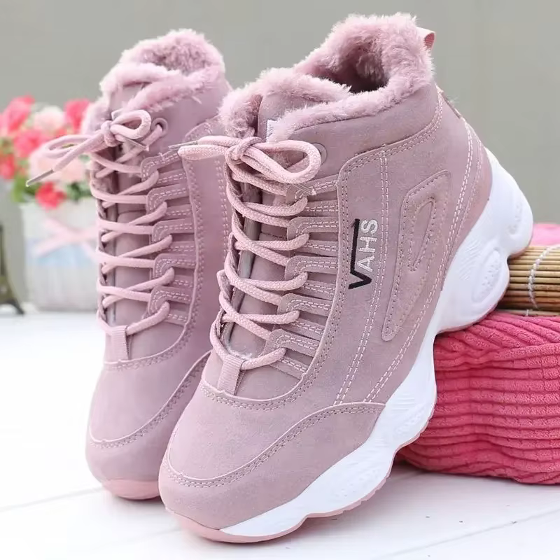 Chaussures en coton pour l'hiver, nouvelles chaussures de sport en velours, chaussures décontractées chaudes à semelle épaisse, chaussures polyvalentes à semelle plate pour étudiants, Marca De Luxo