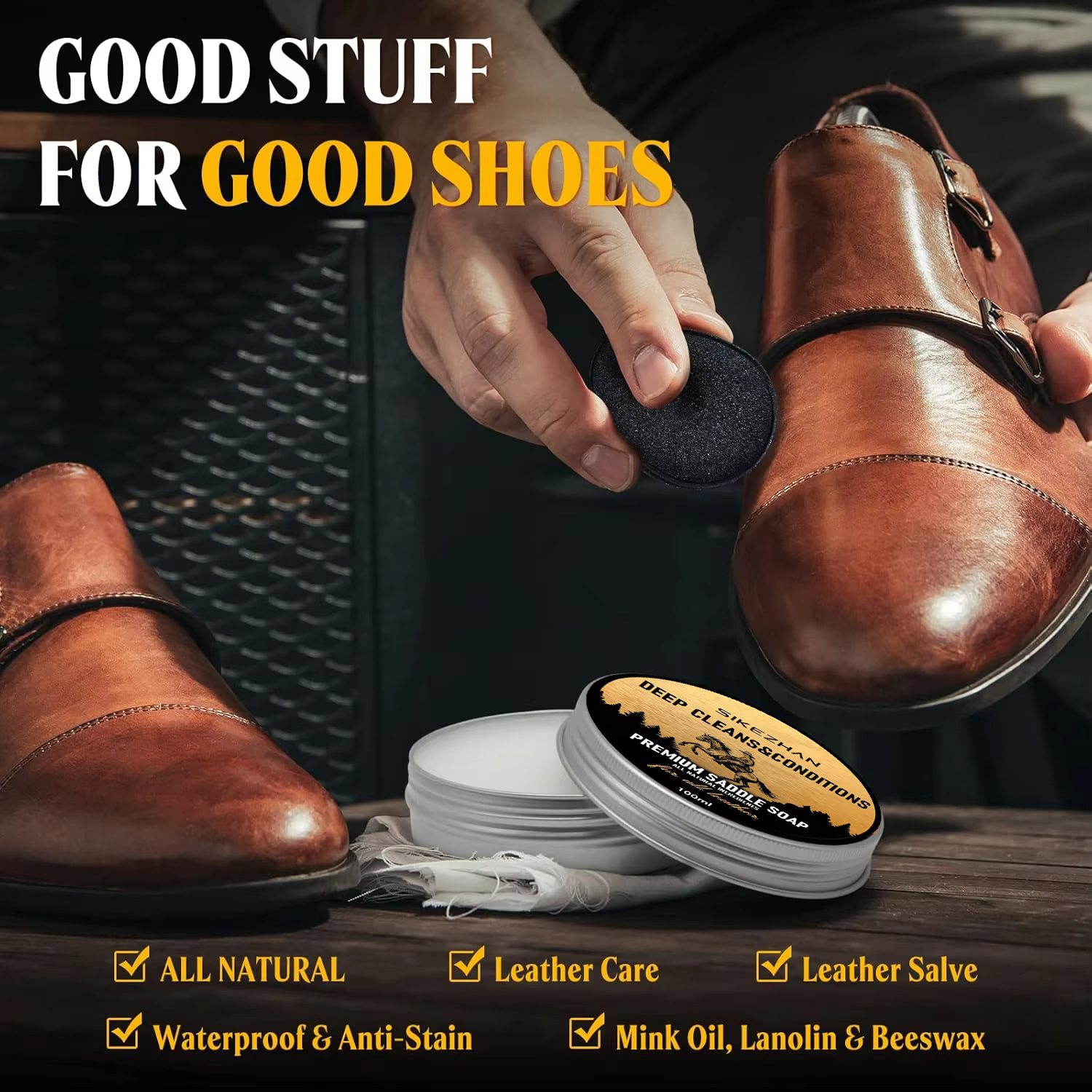 Savon de selle nettoyant pour chaussures en cuir