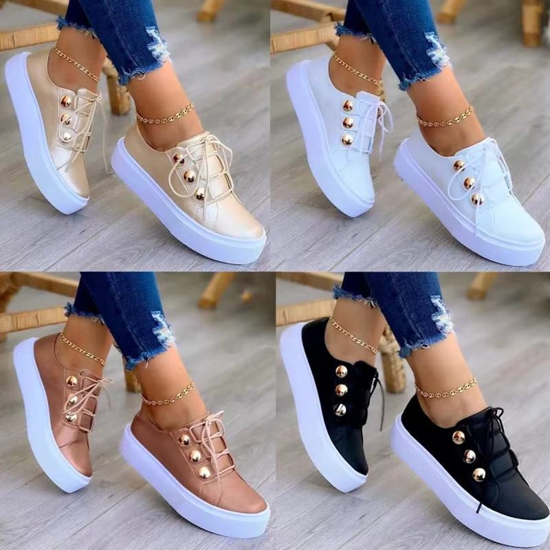 Chaussures pour femmes baskets en cuir Pu mode haute qualité
