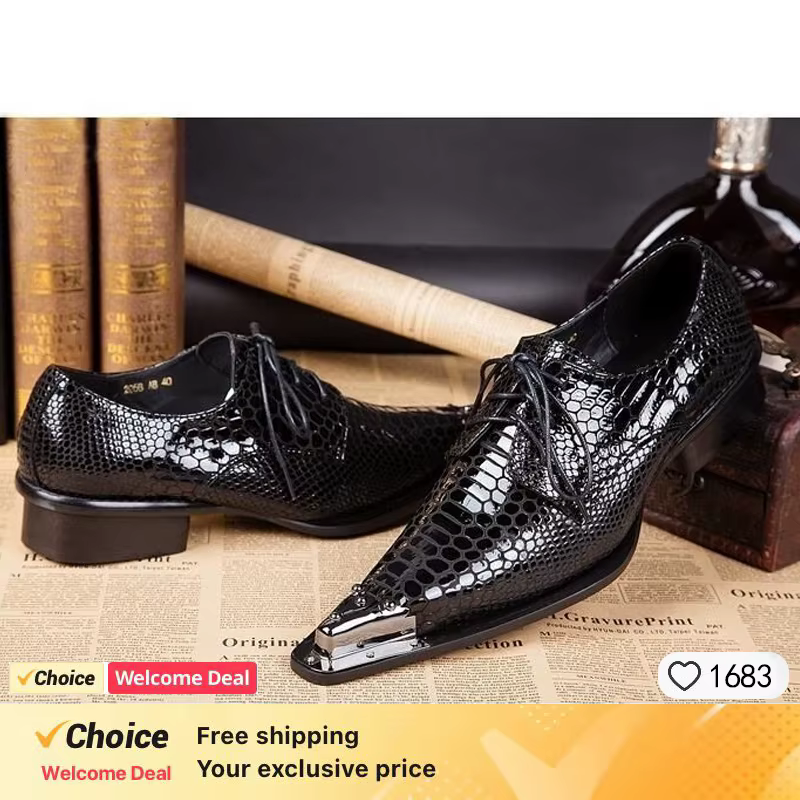 Chaussures en cuir italien noir pour hommes