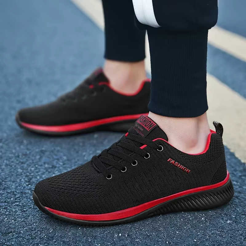 Baskets pour hommes noir décontracté confortable tricoté chaussures de sport respirant