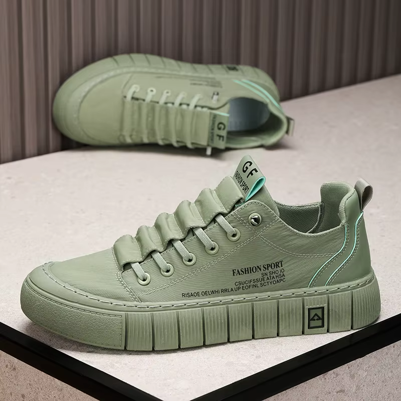 Vert hommes chaussures décontractées glace soie toile