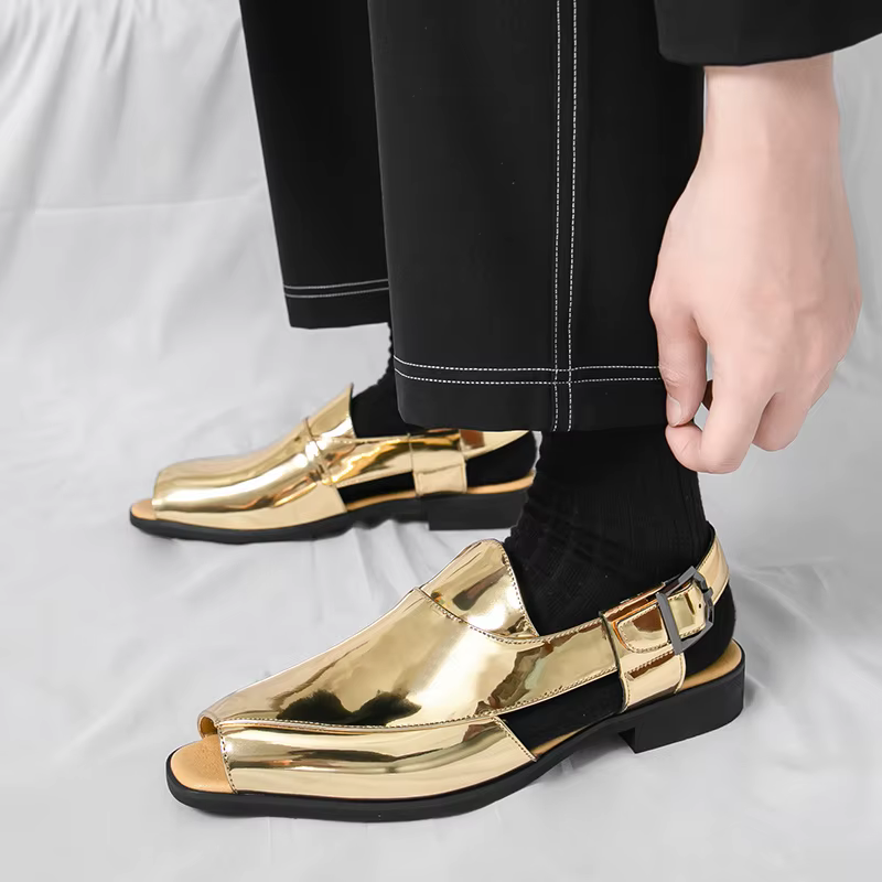 Sandales dorées de luxe pour hommes