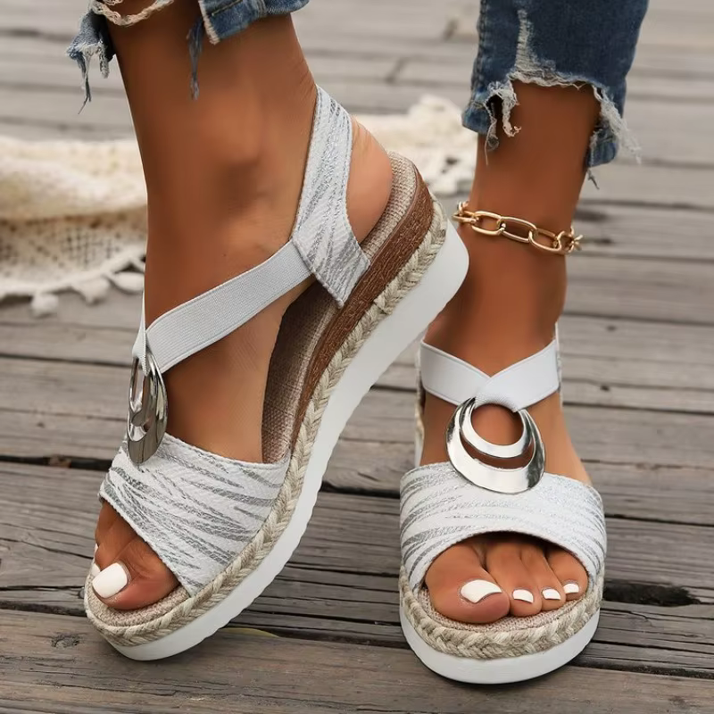 Nouvelles Sandales Tendance à Semelle Épaisse Polyvalentes pour Femme – Chaussures d'Été Luxe Sexy à Talons Hauts Compensés Simples et Classiques 2026