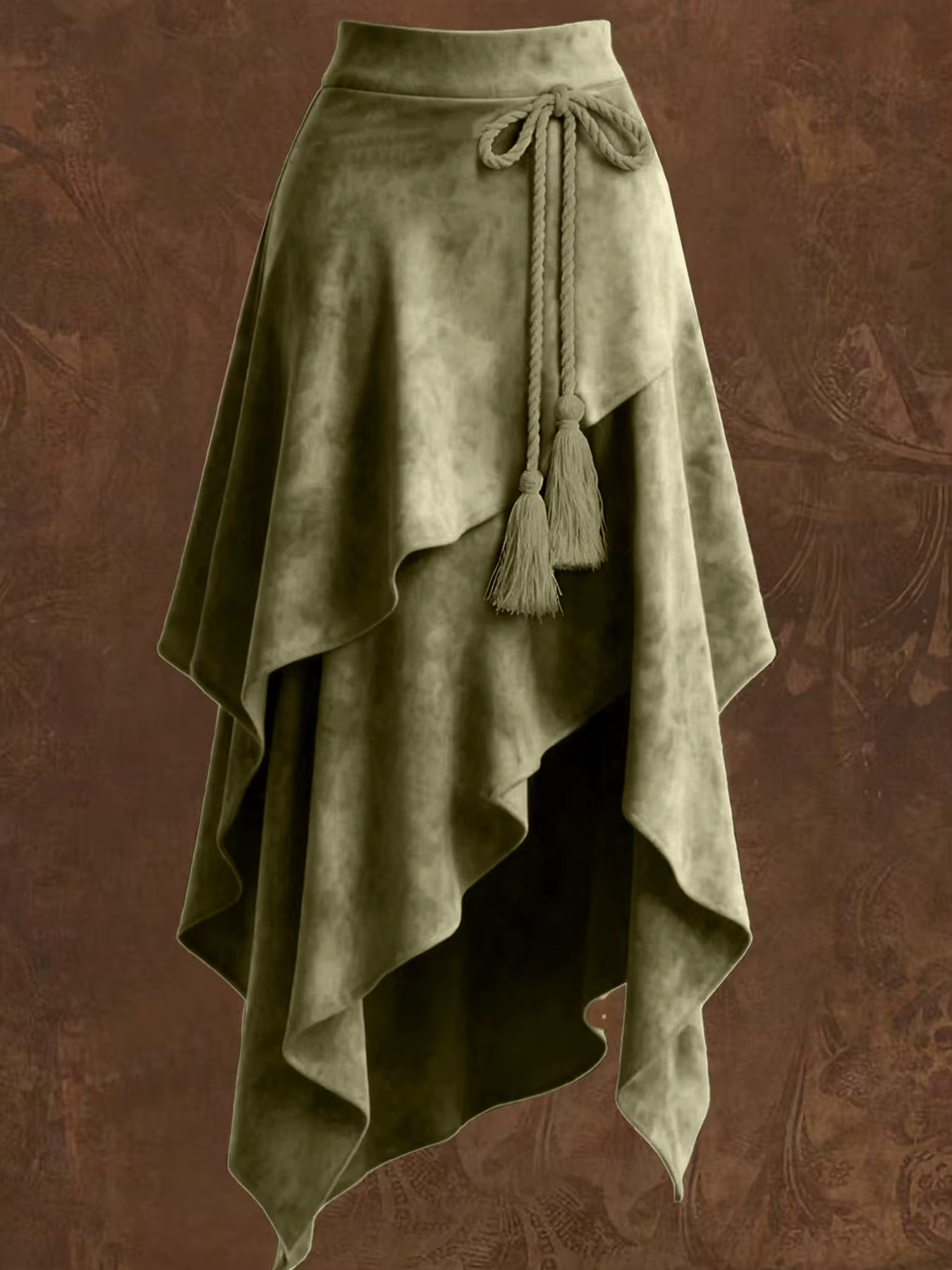 Jupe en daim de style western rétro, design irrégulier, jupe unie