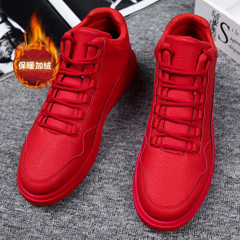 Chaussures de Skate montantes en cuir rouge pour hommes