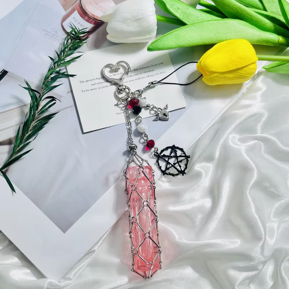 Accessoire unique : Pendentif étoile pour sac, porte-clés de voiture en acier inoxydable, rangement portable pour rouge à lèvres, porte-clés portable pour sac de fille, cadeau