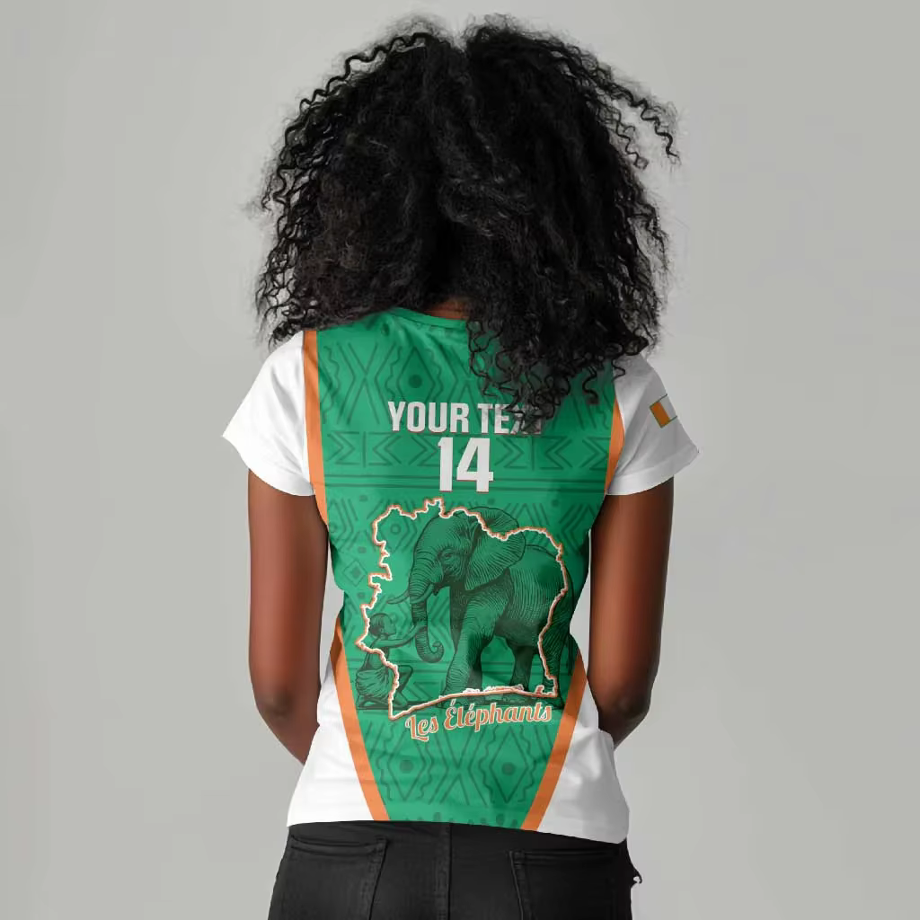 T-shirt décontracté imprimé Côte d'Ivoire pour femme, T-shirt à manches courtes, T-shirt de sport, T-shirt col en V style urbain pour femme