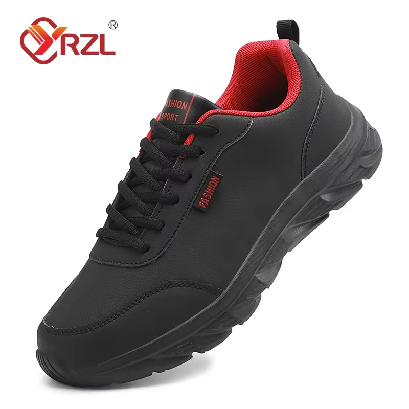 YRZL hommes chaussures de course baskets en cuir imperméables