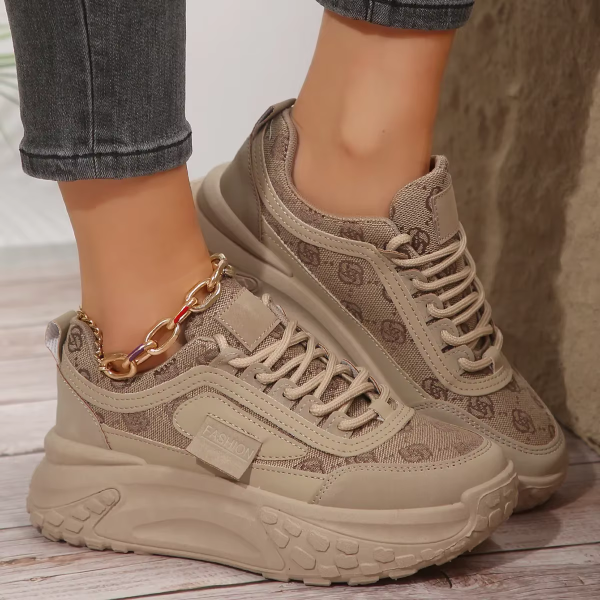 Chaussures de Sport à enfiler kaki pour femmes