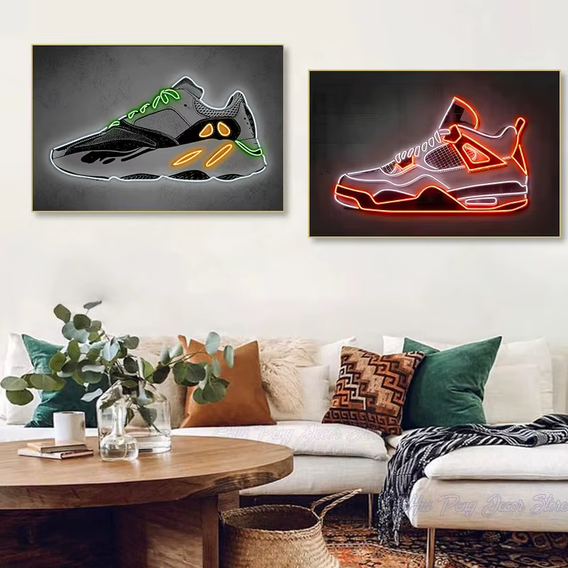 Chaussures de baskets d'art néon