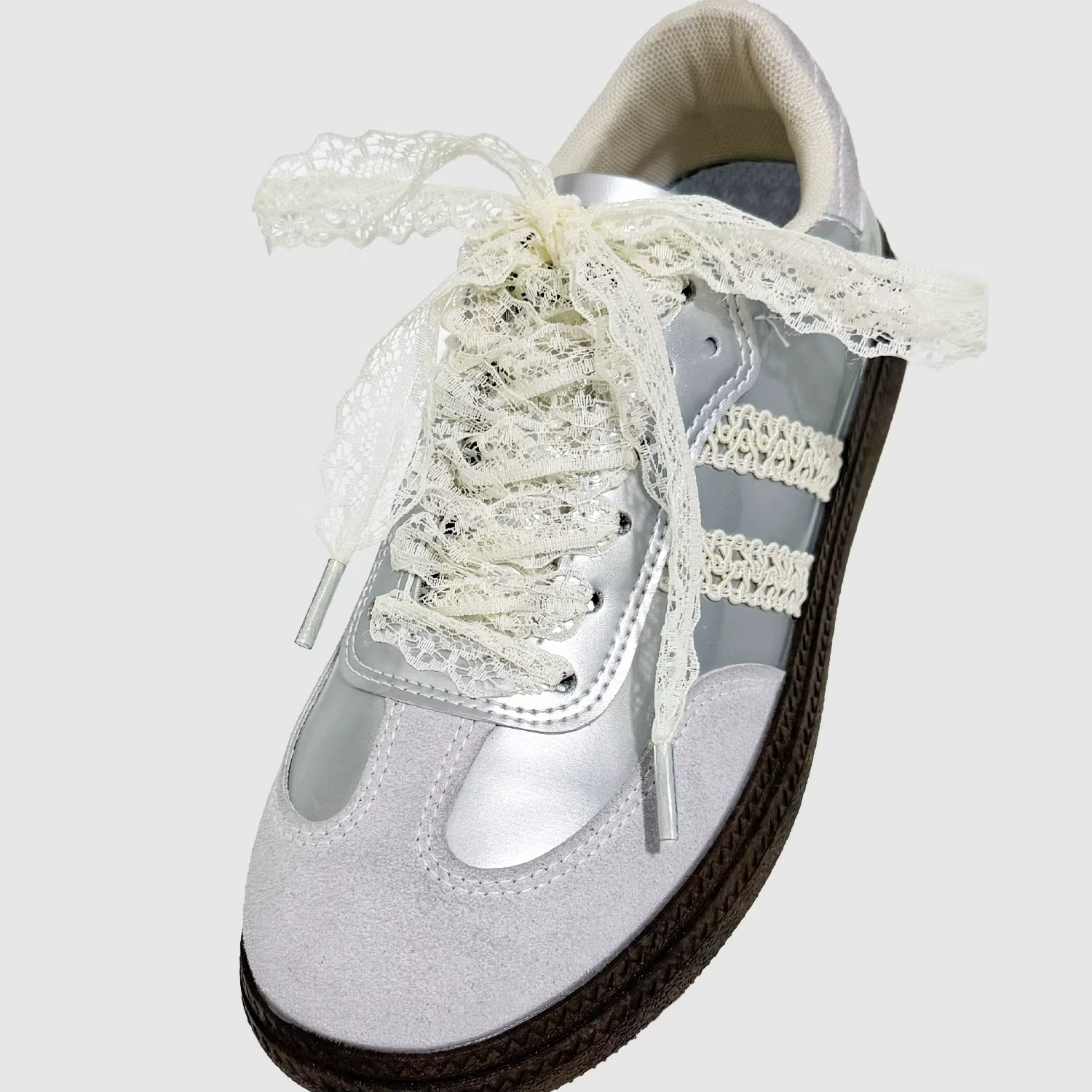 1 paire de lacets fantaisie pour femmes chaussures décontractées largeur lacet plat pour baskets noir blanc