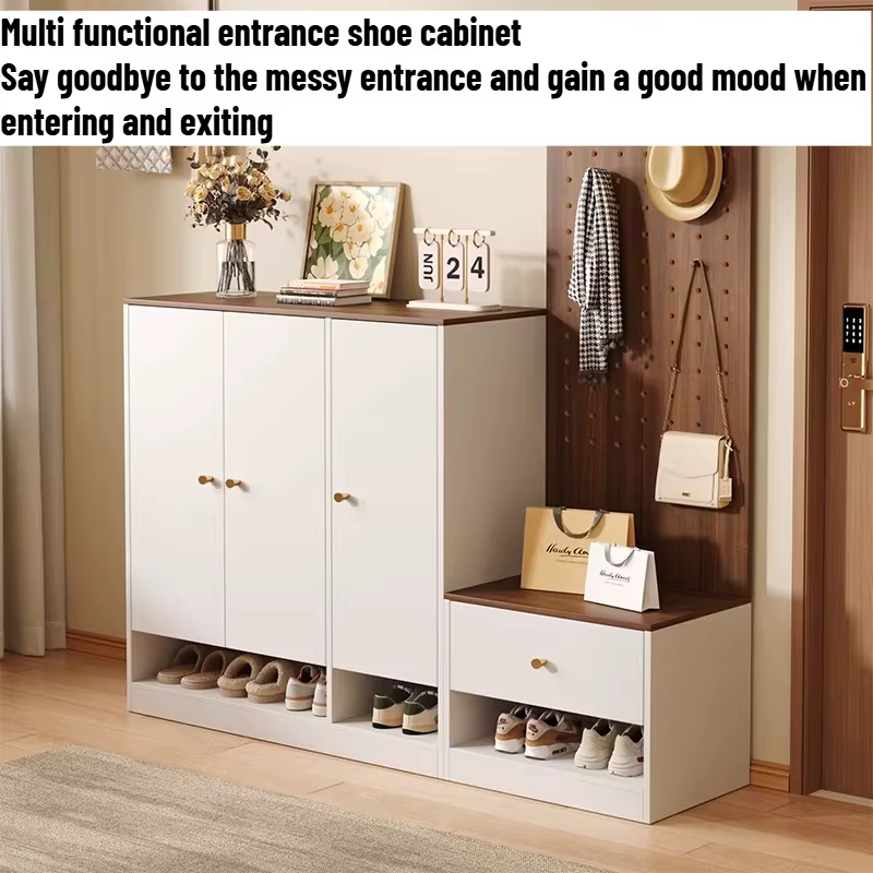 Organisateur en bois, étagère à chaussures, tabouret de rangement, casier de rangement pour salon, meuble à chaussures étroit, meuble de hôtel