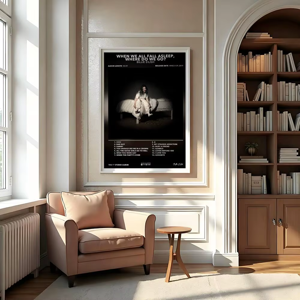 Autocollants muraux auto-adhésifs pour décoration de maison, imprimés de galerie d'affiches Singer B-Billie E-EilishS, autocollants muraux pour salon