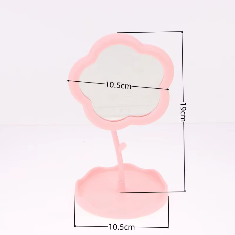 Miroir avec plateau à accessoires Miroir en forme de fleur de vanité de beauté ; Maquillage une pièce