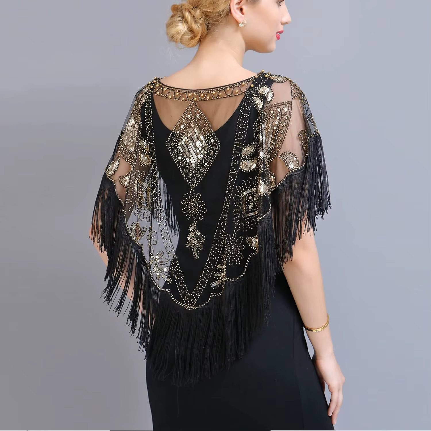 Châles pour femmes des années 1920, châles de mariée à paillettes et perles, cape de soirée style Charleston