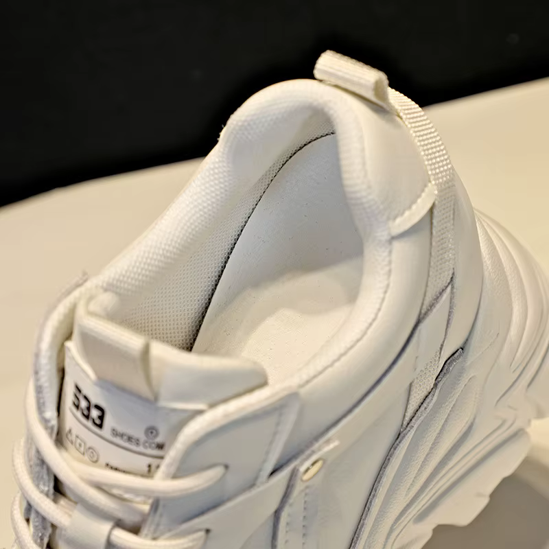 Baskets compensées blanches à lacets pour femme