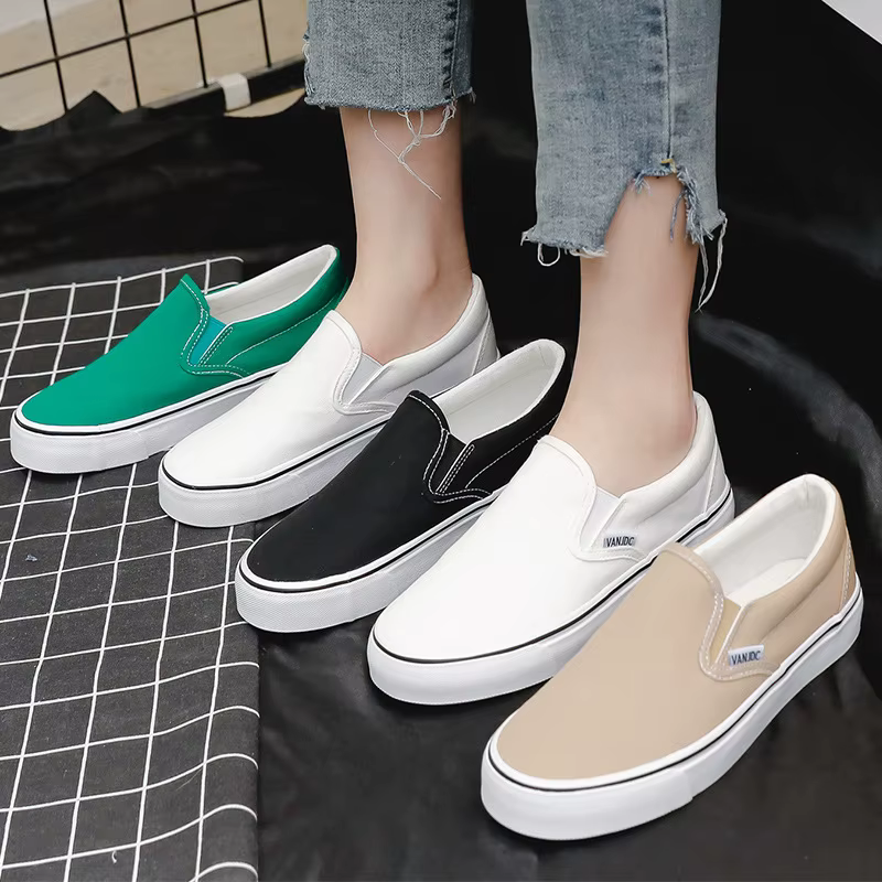 Chaussures en toile blanche femmes Couple sans lacet plat confortable