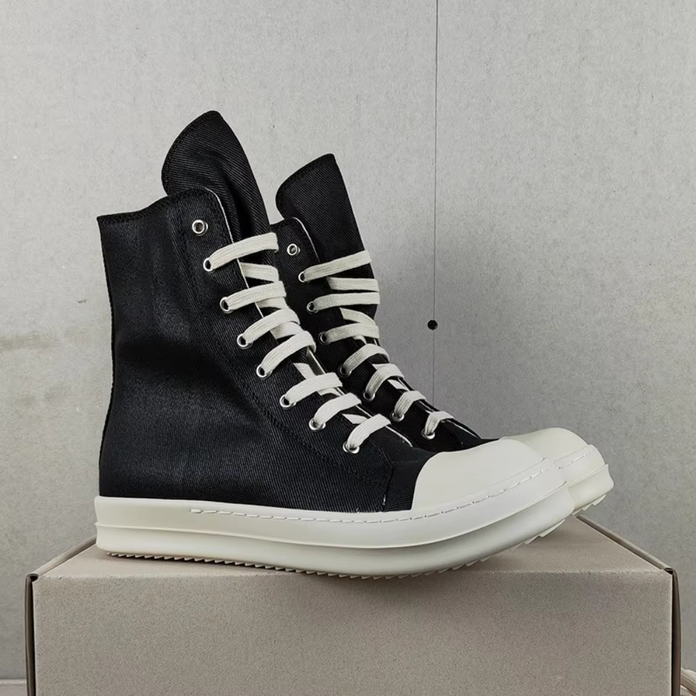 R-o bottine hommes haut chaussure toile noire femmes Sneaker chaussures décontractées