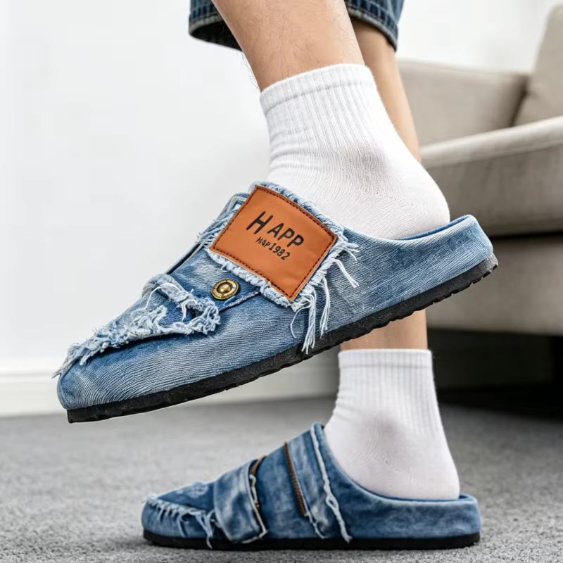 Chaussures décontractées tendance pour hommes été 2026 en toile denim bleue