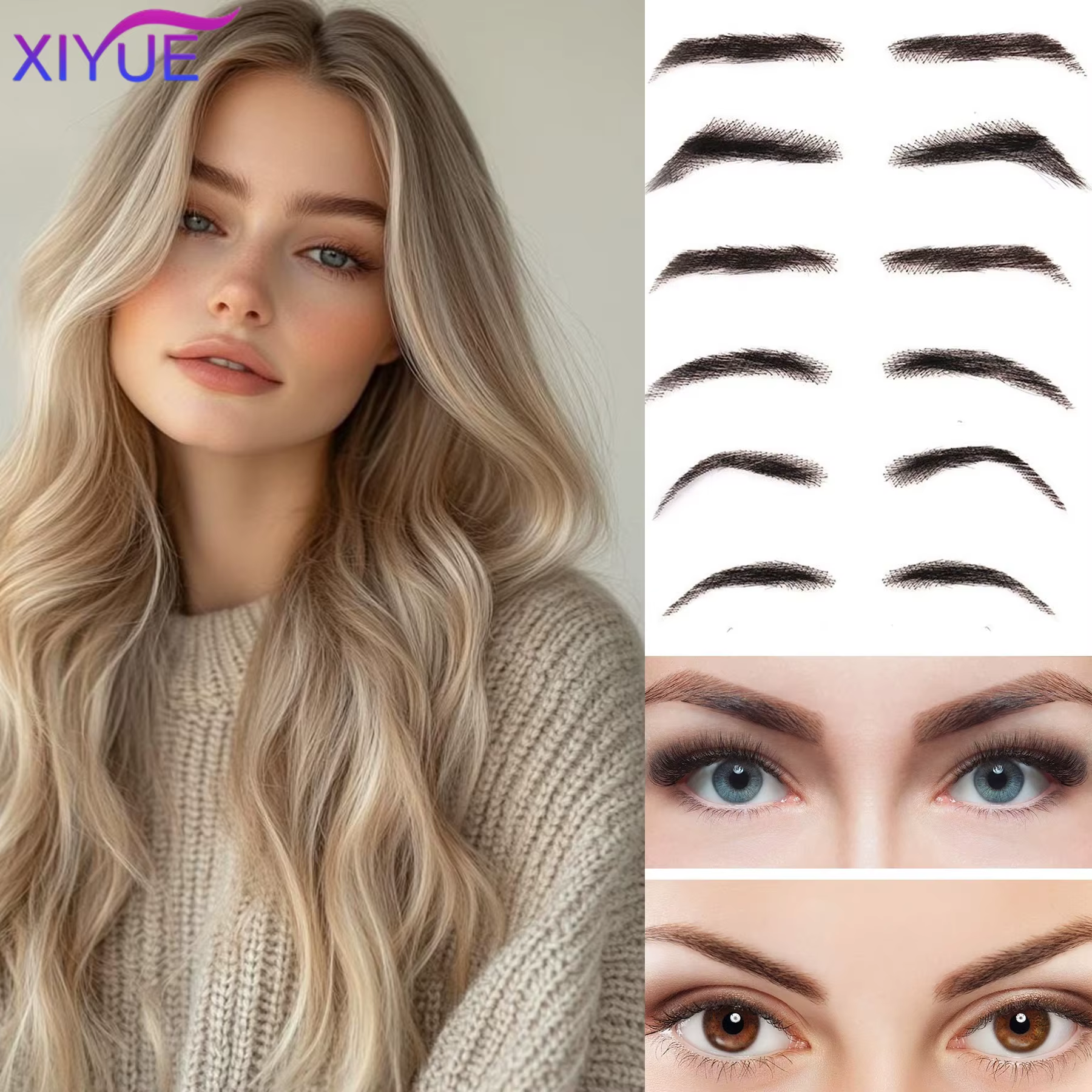 Femmes/hommes sourcils cheveux sourcils Six Style Jolie Style tissage artificiel dentelle travailleurs cheveux tressés sourcils perruques