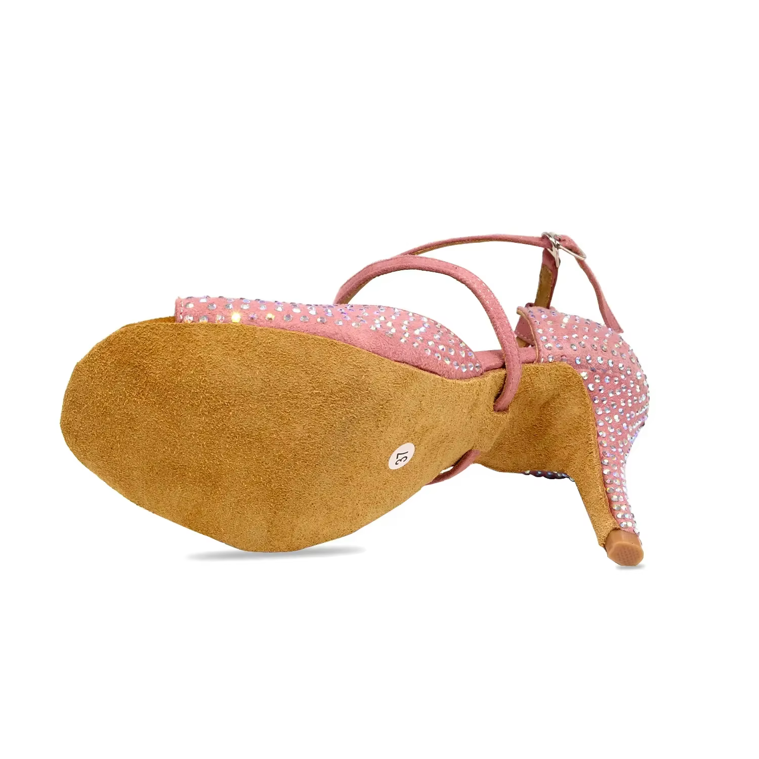 Chaussures de danse latine roses à semelle souple pour intérieur